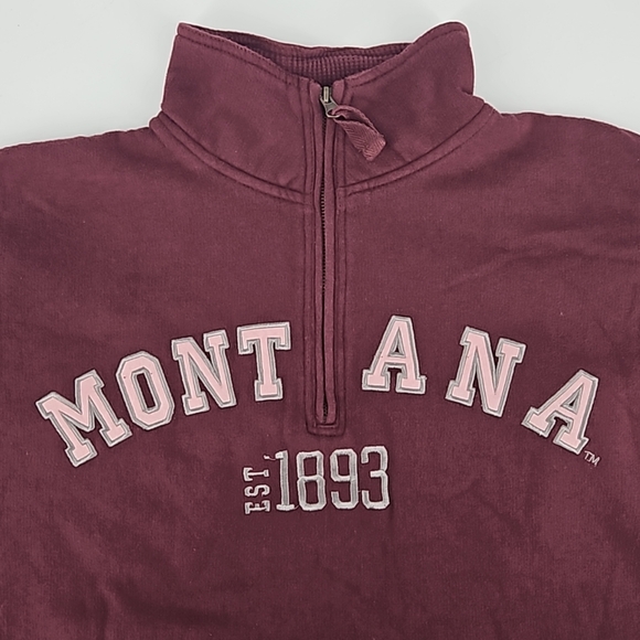 J. America Montana Men's Y2K Burgundy Mock Neck Pullover Sweatshirt szL NWT - Picture 3 of 8